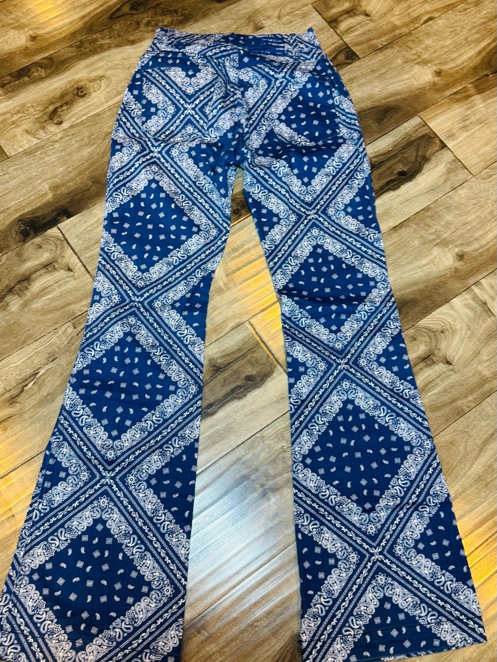 REVOLVE Blue Paisley Bandana Flare Jeans